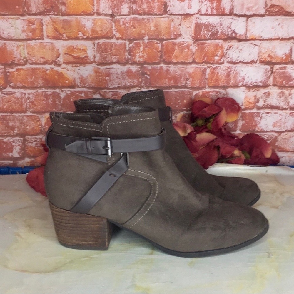 Unisa Gray Chelsea Buckled Ankle Boots